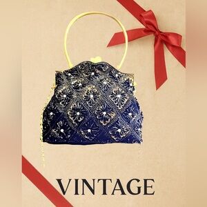 Vintage Black Sequined Chain Mini Bag